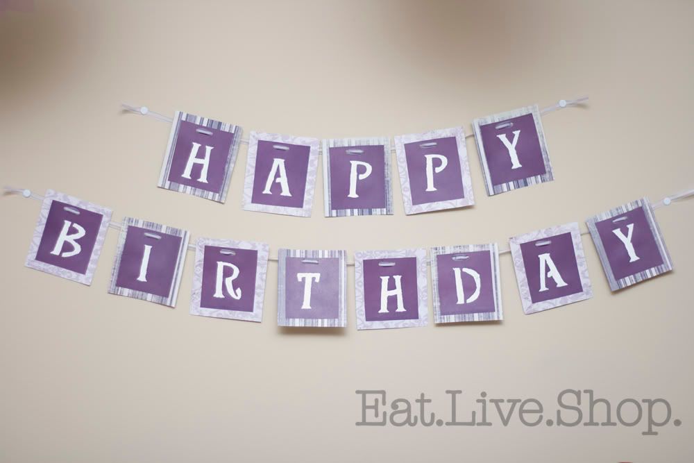 purple happy birthday banner