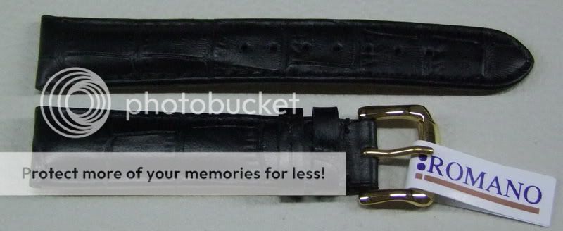 18MM BLACK ROMANO LEATHER WATCH BAND,STRAP GP BUCKLE  